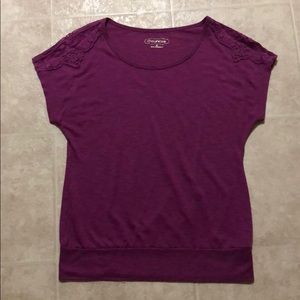 Lace detail purple top